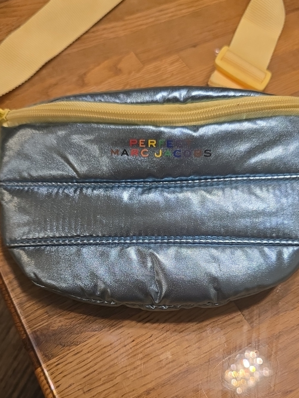 Marc Jacobs Silver Belt Bag with Yellow Strap